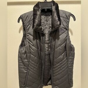 Women’s North Face Reversible Black Vest with Faux Fur